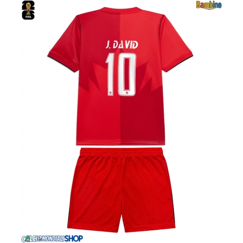 Maglie da calcio Canada Jonathan David #10 Prima Maglia Bambino Mondiali 2026  Manica Corta + Pantaloni corti)